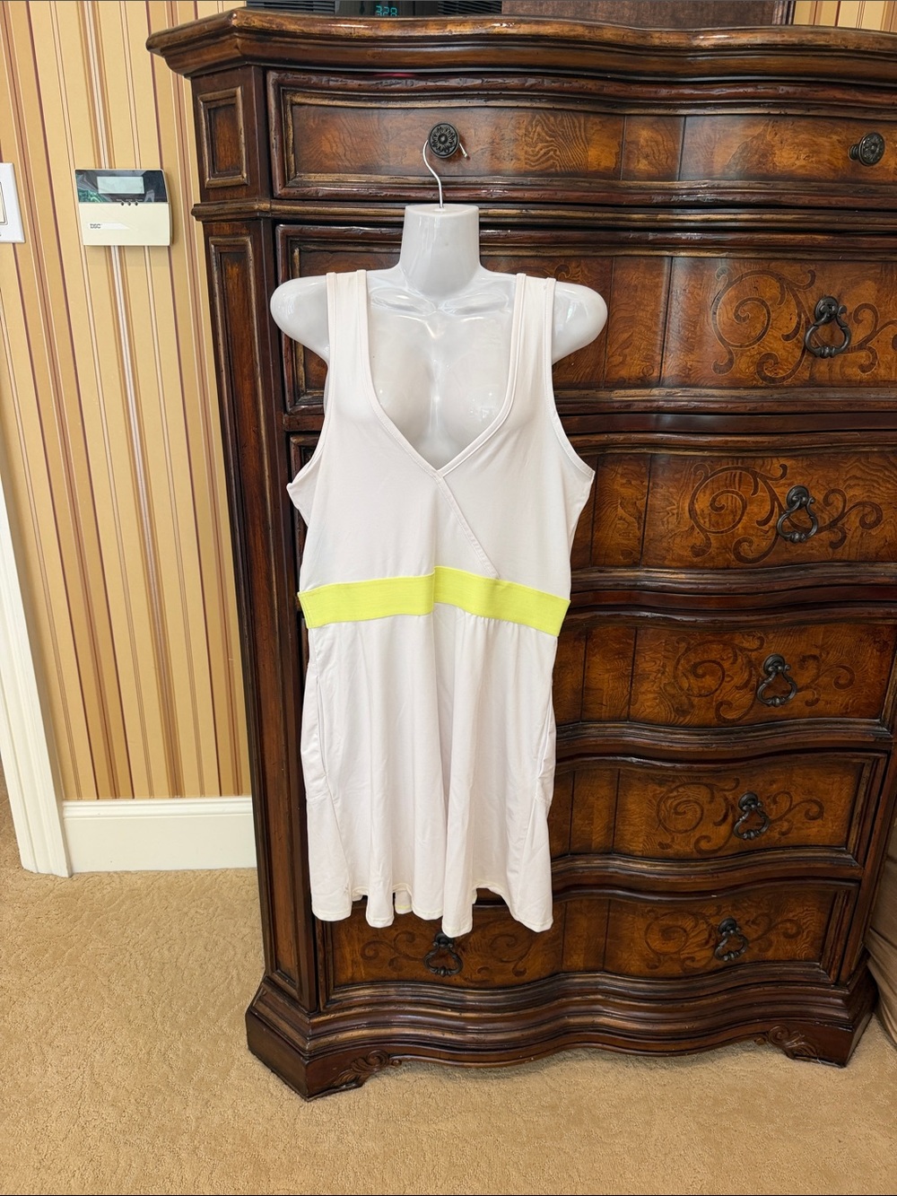 Sleeveless V-Neck Tank Dress with Neon Waistband